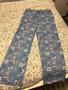 Blue Winter Ski Pattern Pajama Pants